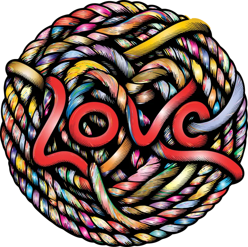 Love Rope Typography Stickdatei – Herzen & Liebe