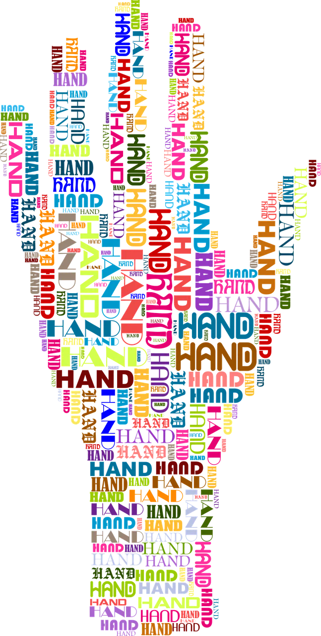 Hand Fingers Typography Stickdatei – Natur