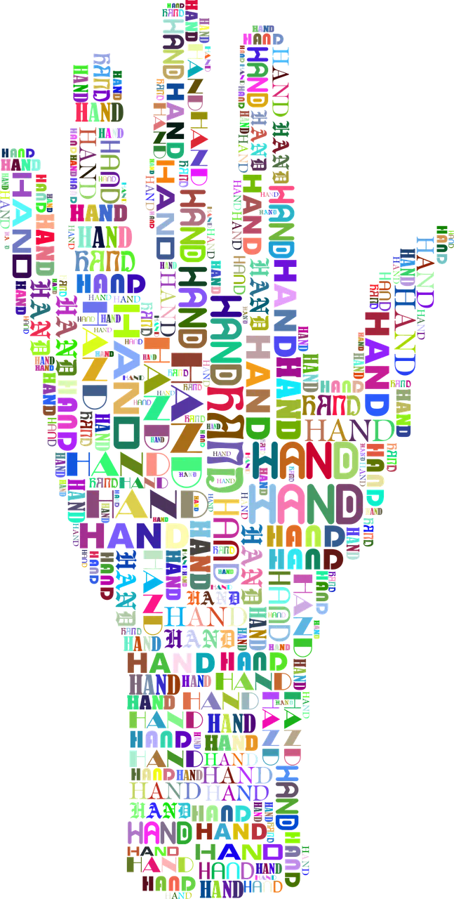 Hand Fingers Typography Stickdatei – Natur