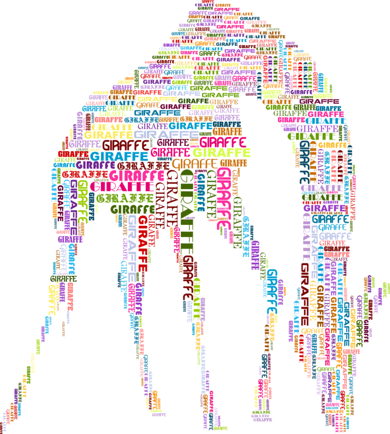 Giraffe Animal Typography Stickdatei – Natur