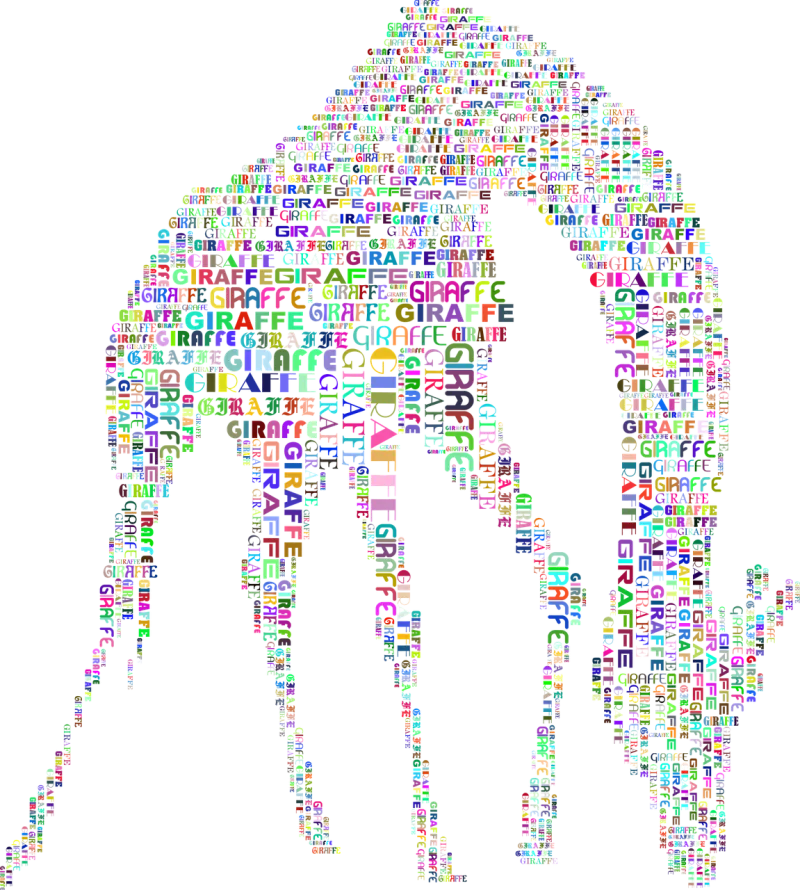 Giraffe Animal Typography Stickdatei – Natur