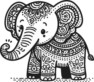 Elephant Drawing Pattern Stickdatei