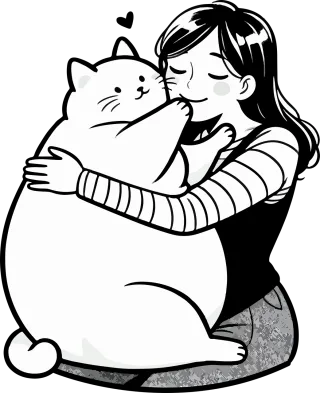 Woman Cat Animal Stickdatei