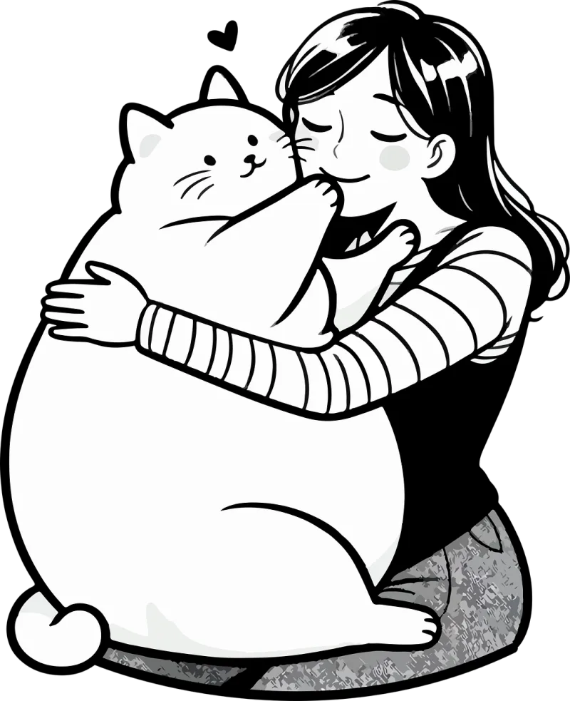 Woman Cat Animal Stickdatei – Herzen & Liebe
