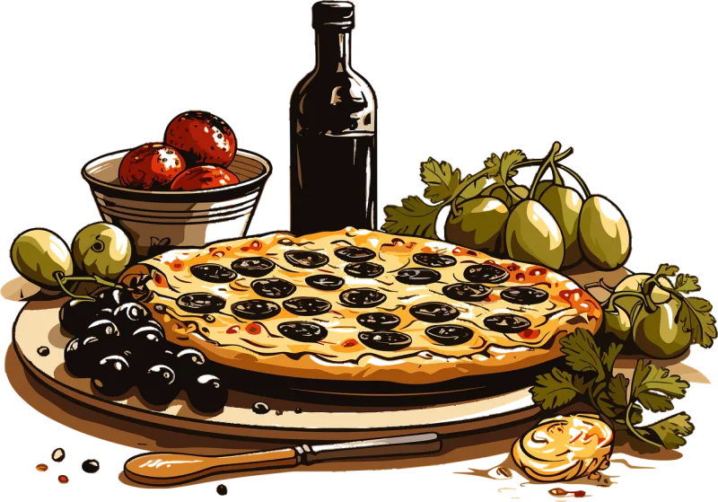 Pizza Tomato Sesame Stickdatei – Essen & Trinken
