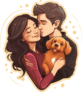 Ai generated Dog Love Stickdatei – Herzen & Liebe