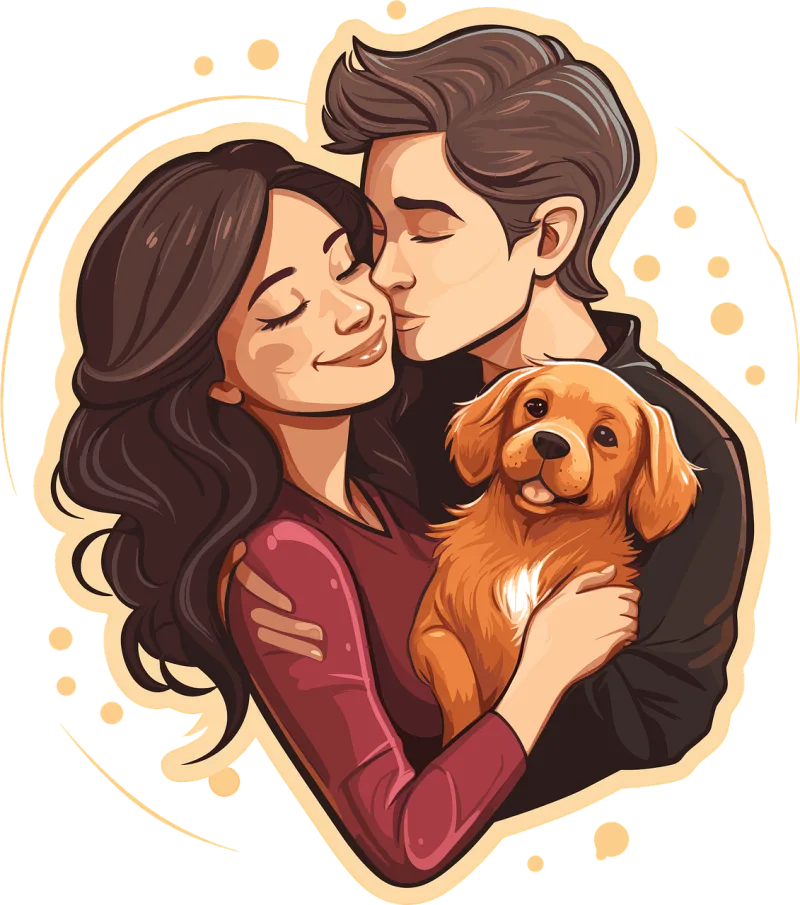 Ai generated Dog Love Stickdatei – Herzen & Liebe