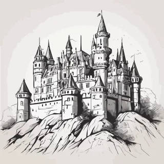 Ai generated Castle Architecture Stickdatei