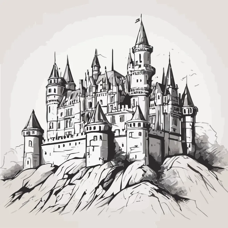 Ai generated Castle Architecture Stickdatei – Kinder