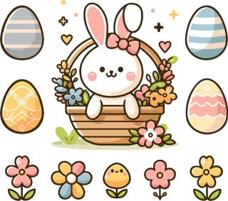 Rabbit Easter Eggs Stickdatei