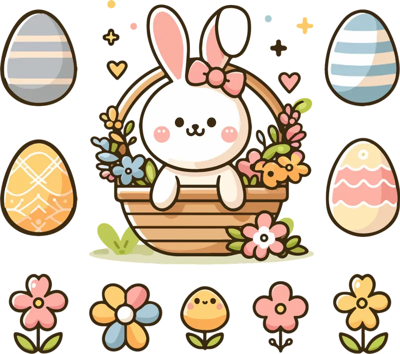Rabbit Easter Eggs Stickdatei – Tiere
