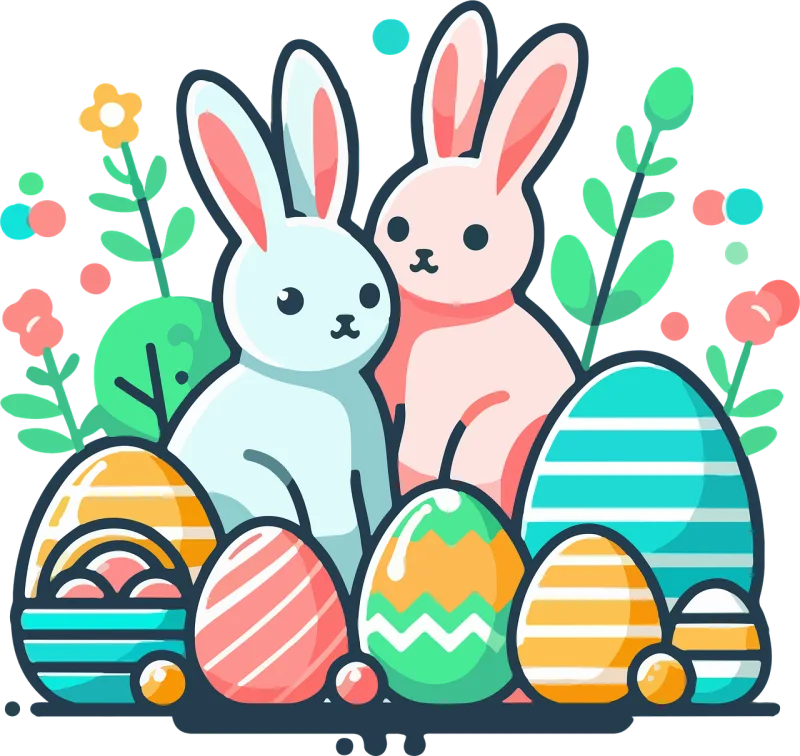 Rabbit Easter Eggs Stickdatei – Tiere