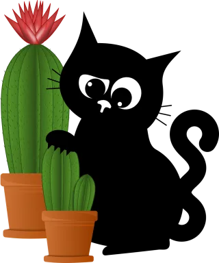 Cat Cactus Nature Stickdatei
