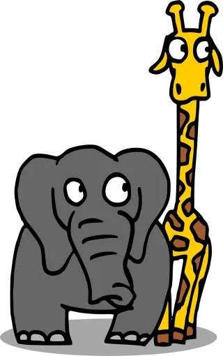 Giraffe Elephant Animals Stickdatei