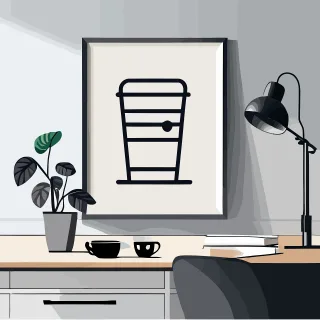 Ai generated Coffee Work space Stickdatei – Essen & Trinken