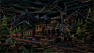 Train Locomotive Landscape Stickdatei