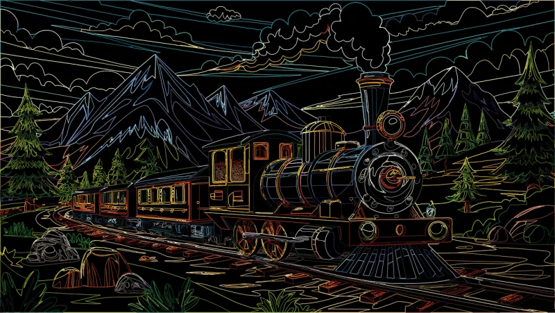 Train Locomotive Landscape Stickdatei – Kinder