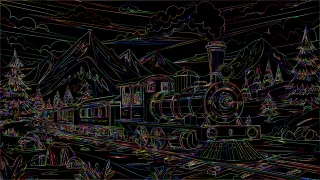 Train Locomotive Landscape Stickdatei