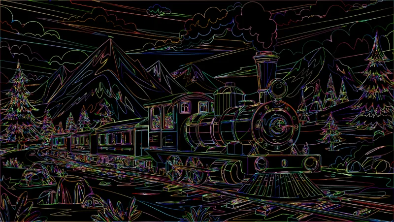 Train Locomotive Landscape Stickdatei – Kinder
