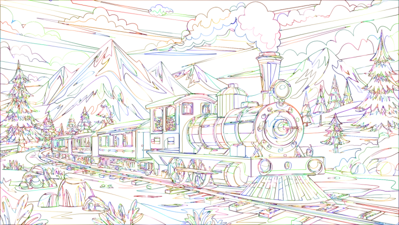 Train Locomotive Landscape Stickdatei – Kinder