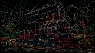 Train Locomotive Landscape Stickdatei