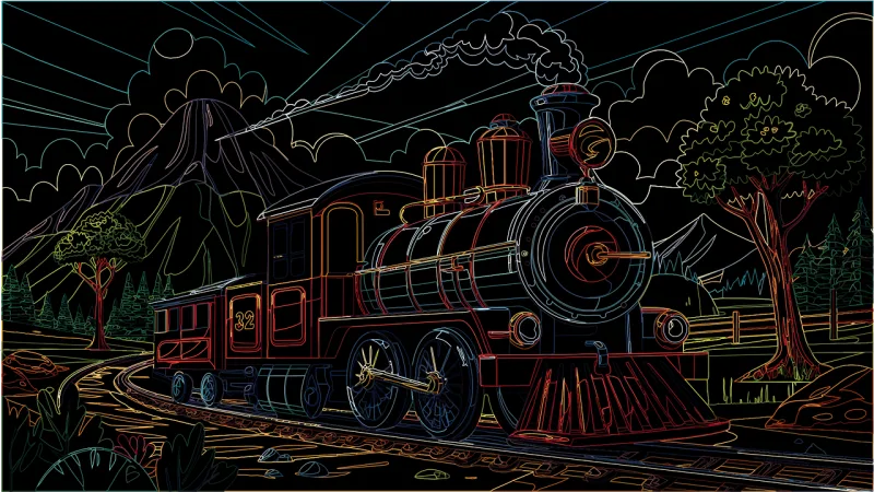Train Locomotive Landscape Stickdatei – Kinder
