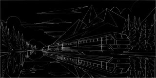 Train Locomotive Landscape Stickdatei