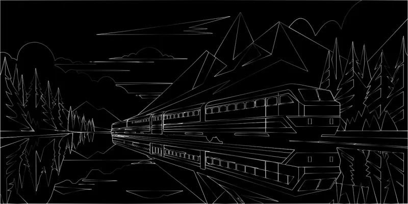 Train Locomotive Landscape Stickdatei – Kinder