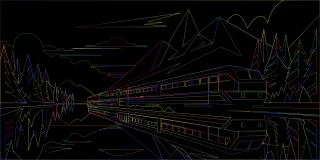 Train Locomotive Landscape Stickdatei