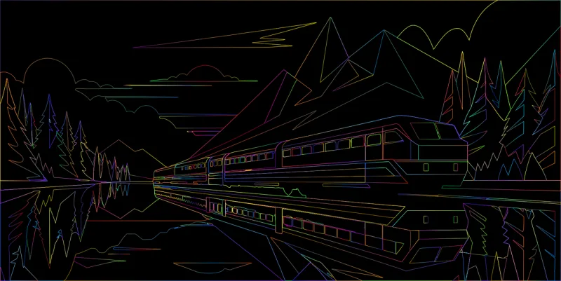Train Locomotive Landscape Stickdatei – Fahrzeuge