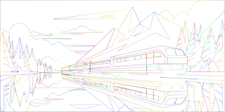 Train Locomotive Landscape Stickdatei