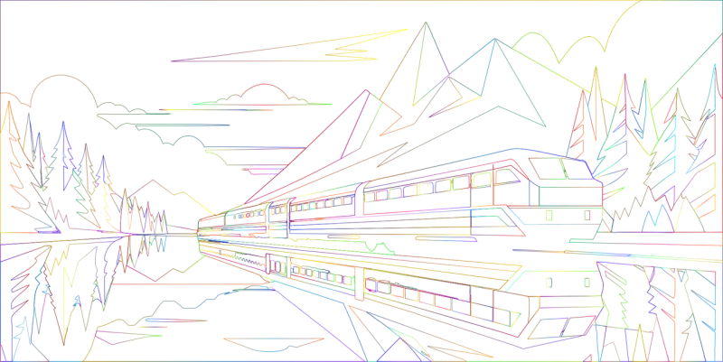 Train Locomotive Landscape Stickdatei – Fahrzeuge