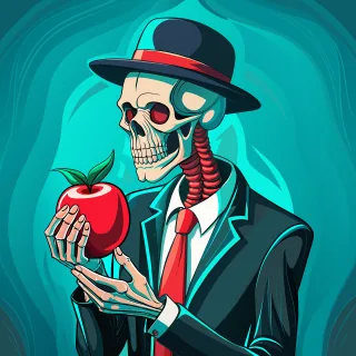 Skeleton with apple Skeleton Horror Stickdatei