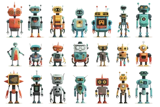 Ai generated Robots Androids Stickdatei