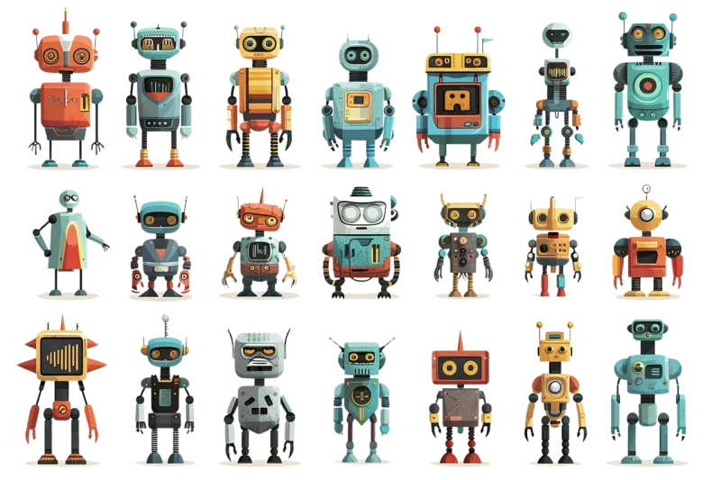 Ai generated Robots Androids Stickdatei – Kinder