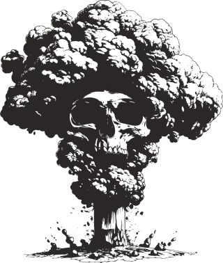 Mushroom cloud Skull Explosion Stickdatei
