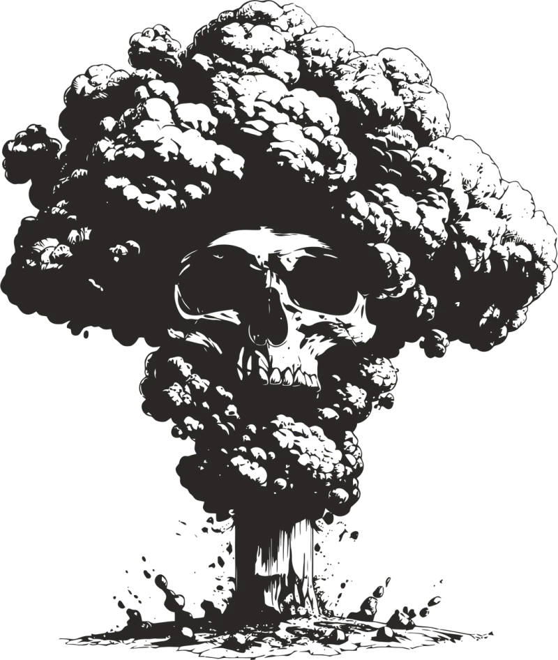 Mushroom cloud Skull Explosion Stickdatei – Natur