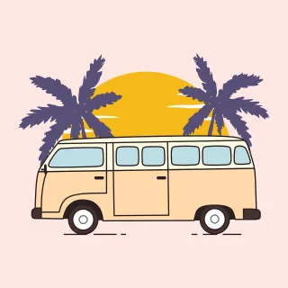 Palm tree Van Ride Stickdatei