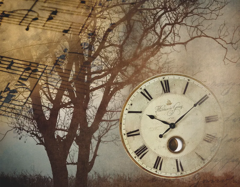 Clock Nature Vintage Stickdatei – Natur