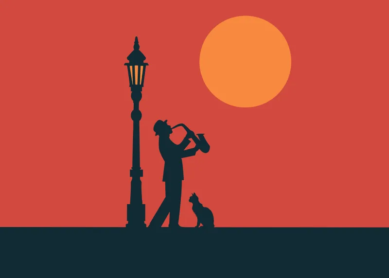Saxophone Saxophonist Silhouette Stickdatei – Musik