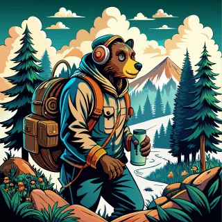 Ai generated Bear Camping Stickdatei