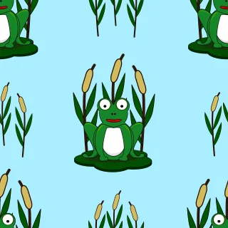 Frog Water lily Pattern Stickdatei