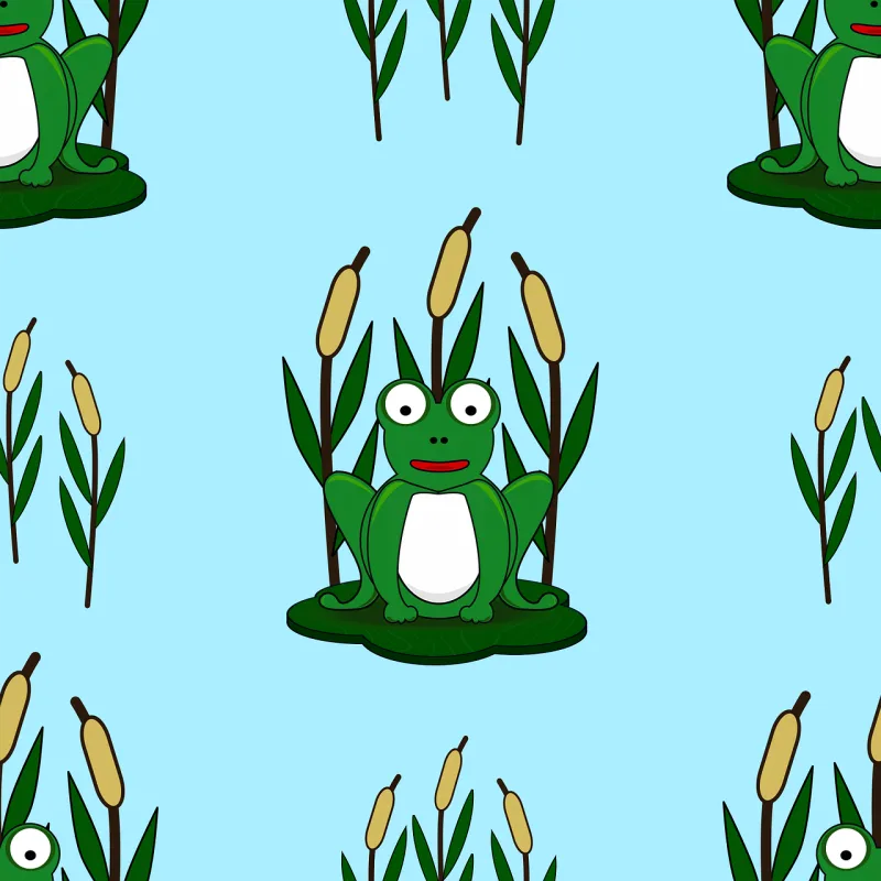 Frog Water lily Pattern Stickdatei – Blumen