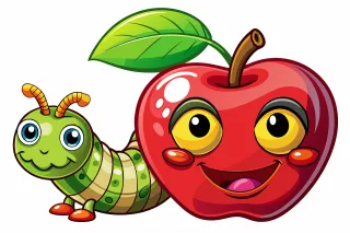 Ai generated Apple Worm Stickdatei – Essen & Trinken