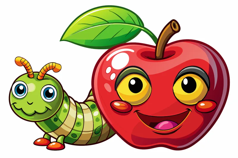 Ai generated Apple Worm Stickdatei – Essen & Trinken