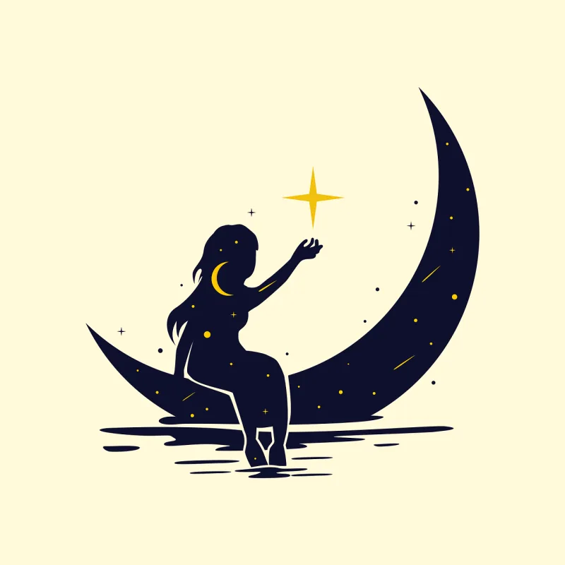 Moon Stars Girl Stickdatei – Natur