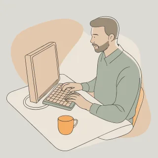 Man Typing Online Stickdatei – Essen & Trinken