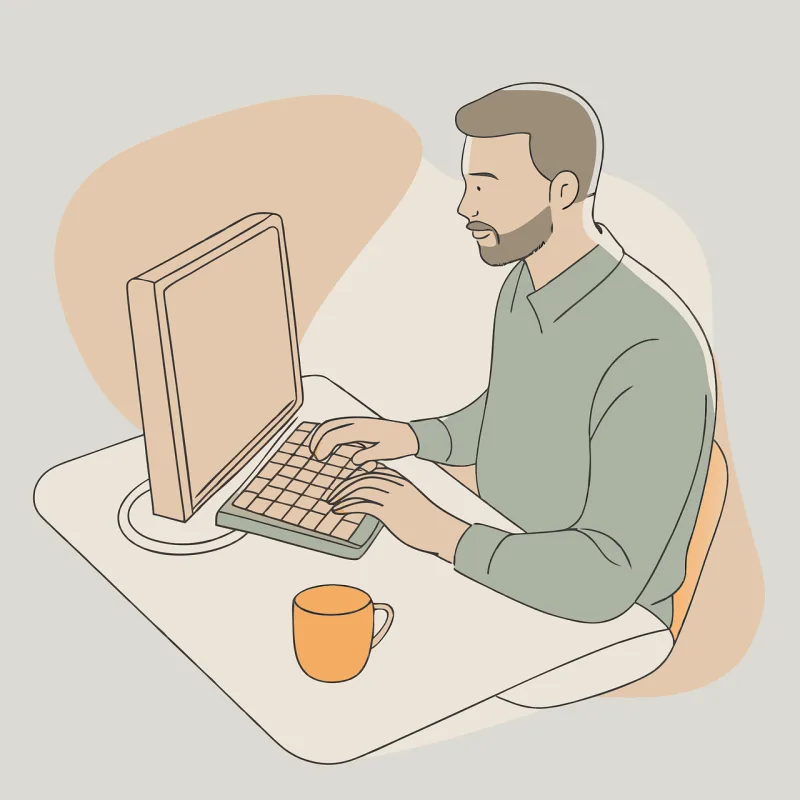 Man Typing Online Stickdatei – Essen & Trinken