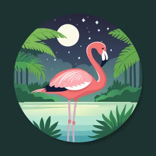 Ai generated Flamingo Night Stickdatei