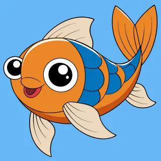 Ai generated Cartoon Fish Stickdatei